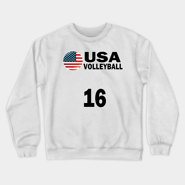 USA Volleyball #16 T-shirt Design Crewneck Sweatshirt by werdanepo